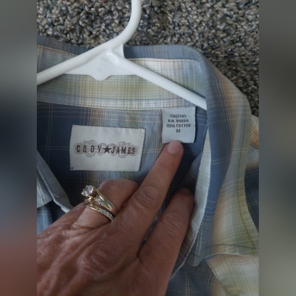 Cody James Pearl Snap Collared Shirt Gray Plaid M Western Festival Flaw - Picture 2 of 8